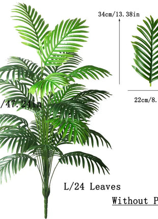 90-120cm Large Artificial Palm Tree Tropical Fake Plants Green Plastic Palm Leafs Big Monstera Tree Branch For Home Garden Decor