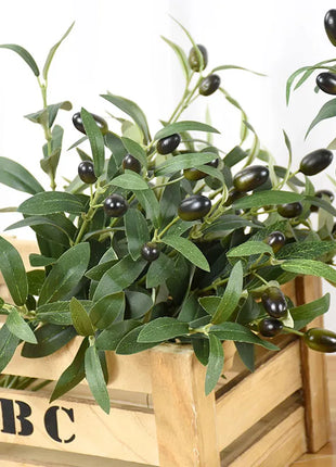 1/3pcs Artificial Olive Leaves Tree Branch Green Plant with Fruit for Home Garden Vase Decoration Wedding Bouquet Silk Flowers