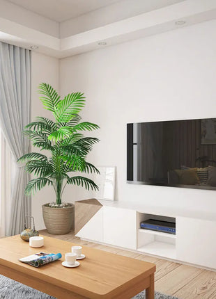 90-120cm Large Artificial Palm Tree Tropical Fake Plants Green Plastic Palm Leafs Big Monstera Tree Branch For Home Garden Decor