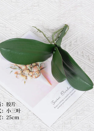 Real Touch  Artificial Green Butterfly Orchid Leaf Plastic Flower Leaf Home Wedding Party Decoration