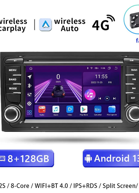 Android 14 AutoRadio For Audi A4 B6 B7 S4 B7 B6 RS4 Seat Exeo 2002-2008 RS4 B7 Radio 2008-2012 Stereo GPS Carplay Car Multimedia - Riparo82