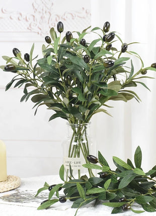 1/3pcs Artificial Olive Leaves Tree Branch Green Plant with Fruit for Home Garden Vase Decoration Wedding Bouquet Silk Flowers