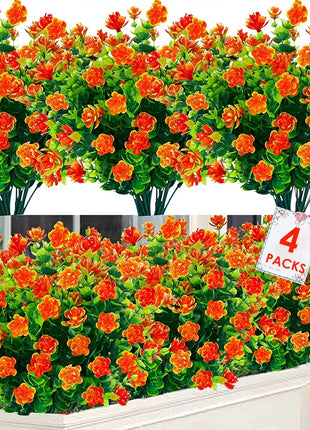 4 Bundles Artificial Plants Fake Boston Ferns Bushes Faux Shrubs  Greenery UV Resistant Plant for Home Garden Outdoor Yard Decor