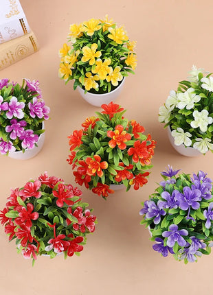 1pc Artificial Potted Plant Small Bonsai Flowers Pot Simulated Tree Ornaments Wedding Home Hotel Office Table Decor Fake Plants