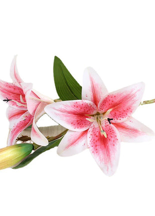 Real Looking 3D Printing Lily Branch  Artificial Flowers White Fake Flowers Flores for Wedding Home Garden Decoration