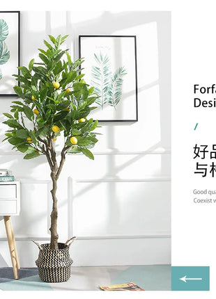 Simulation Green Plant Simulation Lemon Tree Pot Large Green Plant Bonsai Shopping Mall Restaurant Decoration on The Ground
