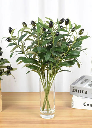 1/3pcs Artificial Olive Leaves Tree Branch Green Plant with Fruit for Home Garden Vase Decoration Wedding Bouquet Silk Flowers