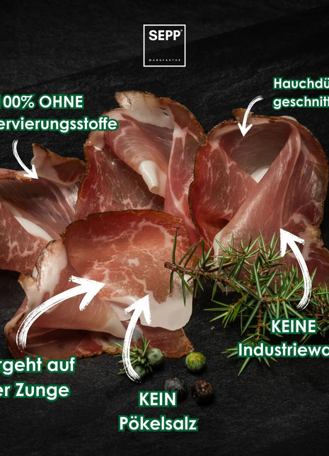SEPP' Südtiroler Speck g.g.A. - 'Fein geschnitten' ohne Pökelsalz
