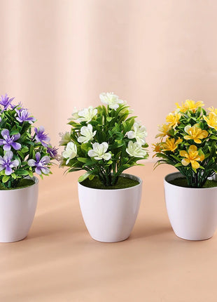 1pc Artificial Potted Plant Small Bonsai Flowers Pot Simulated Tree Ornaments Wedding Home Hotel Office Table Decor Fake Plants