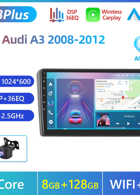 Podofo Android Carplay Car Radio For Audi A3 8P S3 RS3 Sportback 2003-2012 Android Auto 4G Multimedia Navigation autoradio DSP - Riparo82