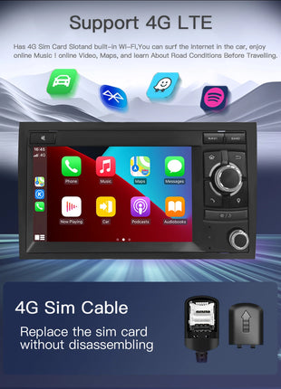 Android 14 Wireless Carplay 8G 128G Car Multimedia For Audi A4 B8 B6 B7 S4 B7 B6 RS4 B7 SEAT Exeo 7" Navigation AutoRadio - Riparo82