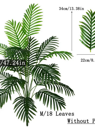 90-120cm Large Artificial Palm Tree Tropical Fake Plants Green Plastic Palm Leafs Big Monstera Tree Branch For Home Garden Decor