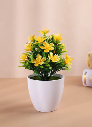 1pc Artificial Potted Plant Small Bonsai Flowers Pot Simulated Tree Ornaments Wedding Home Hotel Office Table Decor Fake Plants