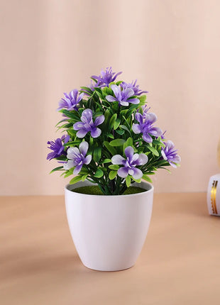 1pc Artificial Potted Plant Small Bonsai Flowers Pot Simulated Tree Ornaments Wedding Home Hotel Office Table Decor Fake Plants