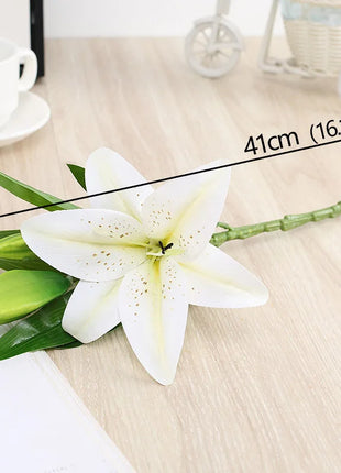 Artificial Lily Flower Real Looking 3D Printing Artificial Flowers Fake Flowers Flores for Wedding Home Garden Ornaments