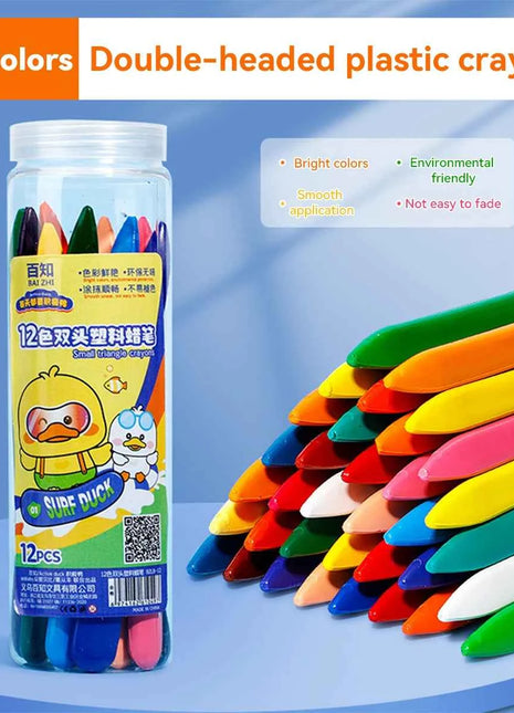 12-36 Color Kawaii Double-headed Triangle Crayon Children's Oil Painting Sticks Safe and Harmless Early Art Educational Supplies