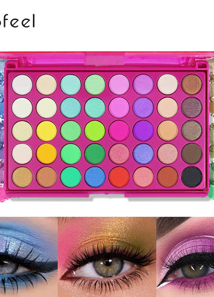 POPFEEL 40 Color Earth Tones &Rainbow Shades Eyeshadow Palette -Long-Lasting, Highly Pigmented, Smooth Matte and Shimmer Finish - Riparo82