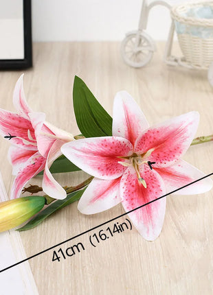 Artificial Lily Flower Real Looking 3D Printing Artificial Flowers Fake Flowers Flores for Wedding Home Garden Ornaments