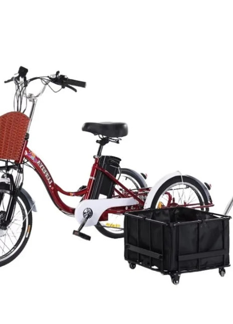 3 Wheel Electric Tricycle Cargo Bike 20 Inch 350w 48v Family Electric Wheel For Bicycle For Women Man Adult With Pull Basket