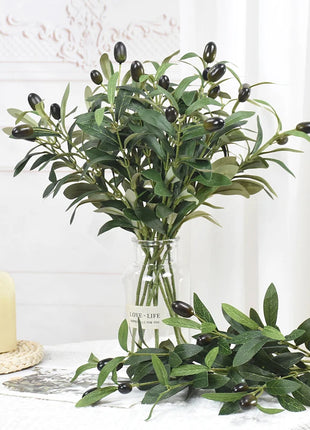1/3pcs Artificial Olive Leaves Tree Branch Green Plant with Fruit for Home Garden Vase Decoration Wedding Bouquet Silk Flowers