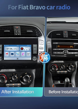 Wireless CarPlay Android 14 Car Radio for For Fiat/Bravo 2007 2008 2009 20102011 2012 AutoRadio Stereo GPS Navigation Multimedia Screen - Riparo82