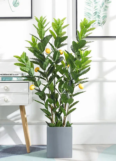 Simulation Green Plant Simulation Lemon Tree Pot Large Green Plant Bonsai Shopping Mall Restaurant Decoration on The Ground