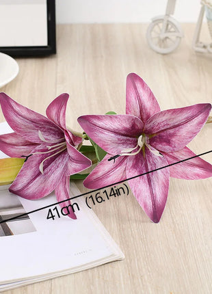 Artificial Lily Flower Real Looking 3D Printing Artificial Flowers Fake Flowers Flores for Wedding Home Garden Ornaments
