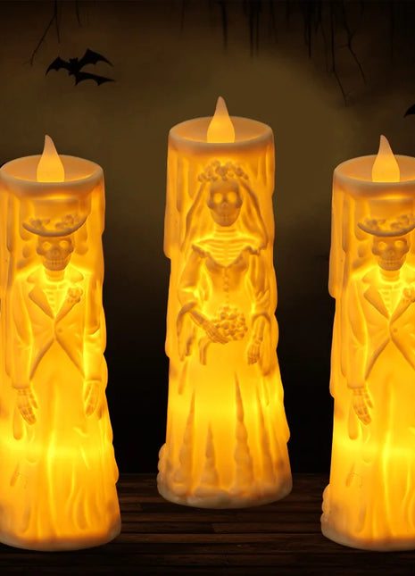 Halloween Horror Ghost Bride Groom LED Candle Electronic Light Halloween Skeleton Lamp Party Decoration Flameless Night Lights - Riparo82