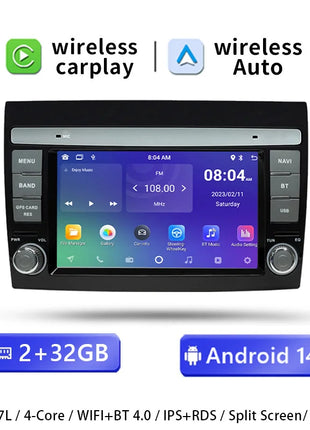 Wireless CarPlay Android 14 Car Radio for For Fiat/Bravo 2007 2008 2009 20102011 2012 AutoRadio Stereo GPS Navigation Multimedia Screen - Riparo82