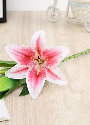 Real Looking 3D Printing Lily Branch  Artificial Flowers White Fake Flowers Flores for Wedding Home Garden Decoration