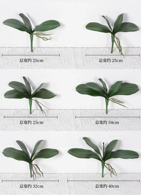 Real Touch  Artificial Green Butterfly Orchid Leaf Plastic Flower Leaf Home Wedding Party Decoration