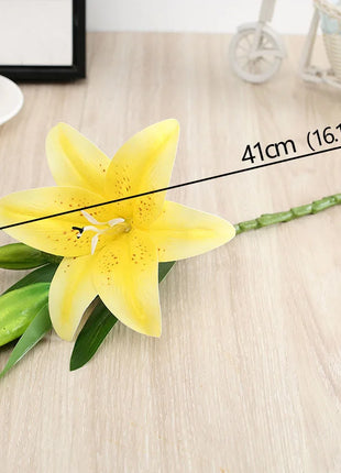 Artificial Lily Flower Real Looking 3D Printing Artificial Flowers Fake Flowers Flores for Wedding Home Garden Ornaments