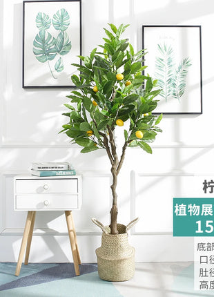 Simulation Green Plant Simulation Lemon Tree Pot Large Green Plant Bonsai Shopping Mall Restaurant Decoration on The Ground