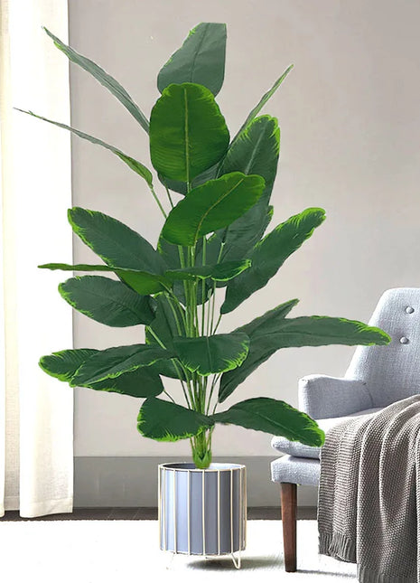 120cm 24Leaves Large Tropical Banana Tree Fake Palm Plants Real Touch Strelizia Plastic Banyan Plant For Home Shop Office Decor