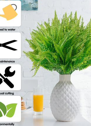 4 Bundles Artificial Plants Fake Boston Ferns Bushes Faux Shrubs  Greenery UV Resistant Plant for Home Garden Outdoor Yard Decor