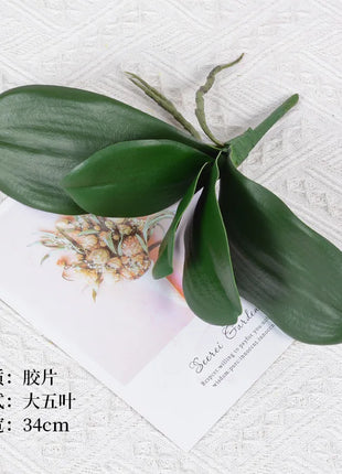 Real Touch  Artificial Green Butterfly Orchid Leaf Plastic Flower Leaf Home Wedding Party Decoration