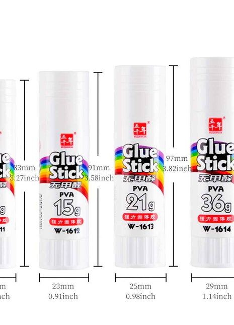 6 pezzi di stick di colla ad alta adesività WQN, colla solida, adesivo per artigianato, materiale scolastico, cancelleria kawaii, materiale per ufficio, prodotti per giovani, 9 g/15 g/21 g/36 g, stagione del ritorno a scuola, asciugatura rapida, impermeab