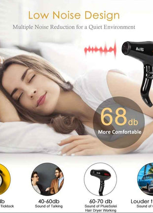 1875W Powerful Ionic Hair Dryer, 1pc Professional Salon Hair Dryer, Black/Black-Red, 2 Speed/3 Heat Settings, Negative Ion Fast Drying with Ion Conditioning