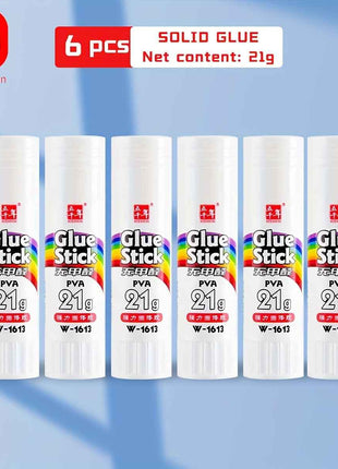6 pezzi di stick di colla ad alta adesività WQN, colla solida, adesivo per artigianato, materiale scolastico, cancelleria kawaii, materiale per ufficio, prodotti per giovani, 9 g/15 g/21 g/36 g, stagione del ritorno a scuola, asciugatura rapida, impermeab