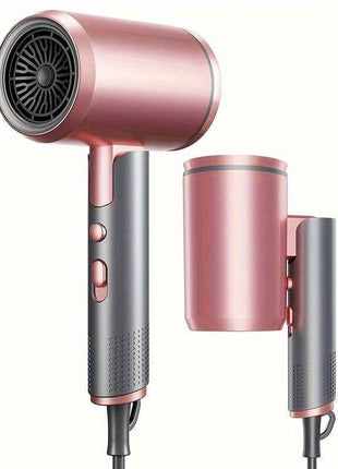 Professional Ionic Hair Dryer Blow Dryer with Diffuser and Concentrator and Hanging rack for Curly Hair Negative Ions Dryer with Ceramic Technology Nozzle for Fast Drying as Salon Light and Quiet, Folding Travel