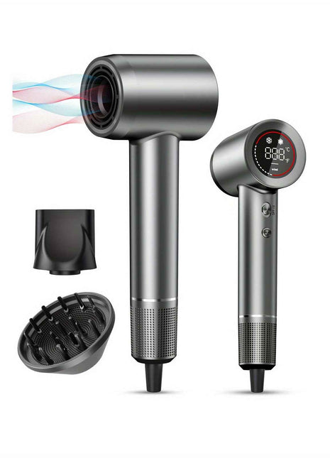 The Perfect Gift For SDKWDH Christmas! Digital Screen Hair Dryer - Negative Ions. 150000 RPM Motor, Fast, Quiet And Dry. Hd Display. Diffuser, Nozzle. Five Temperatures, Two Speeds. Compact, Smart. SMP-JYCFJ-1