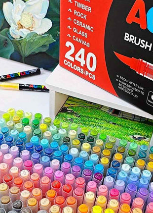 240/168 Colori 2025 Nuovi Pennarelli Acrilici con Punta Morbida per Pittura e Arte, Penne per Pittura Professionali per Fai da Te e Creazioni Artistiche