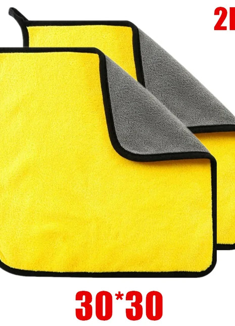 1/2/6pcs Microfiber Cleaning Towel Thicken Soft Drying Cloth Car Body Washing Towels Double Layer Clean Rags Car Accessories - Riparo82