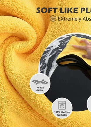 1/2/6pcs Microfiber Cleaning Towel Thicken Soft Drying Cloth Car Body Washing Towels Double Layer Clean Rags Car Accessories - Riparo82
