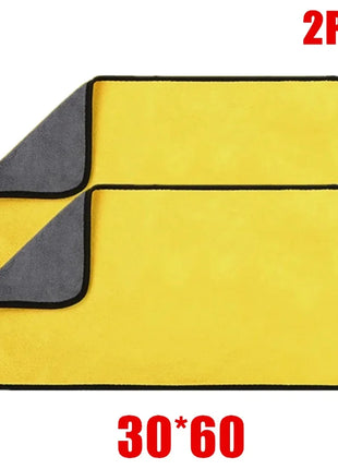 1/2/6pcs Microfiber Cleaning Towel Thicken Soft Drying Cloth Car Body Washing Towels Double Layer Clean Rags Car Accessories - Riparo82