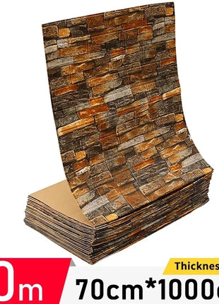 1/5/10m/Roll Retro 3D Wall Sticker Imitation Brick Plane Wall Sticker Furniture Stickers Wallpaper for Wall Living Room Kitchen - Riparo82