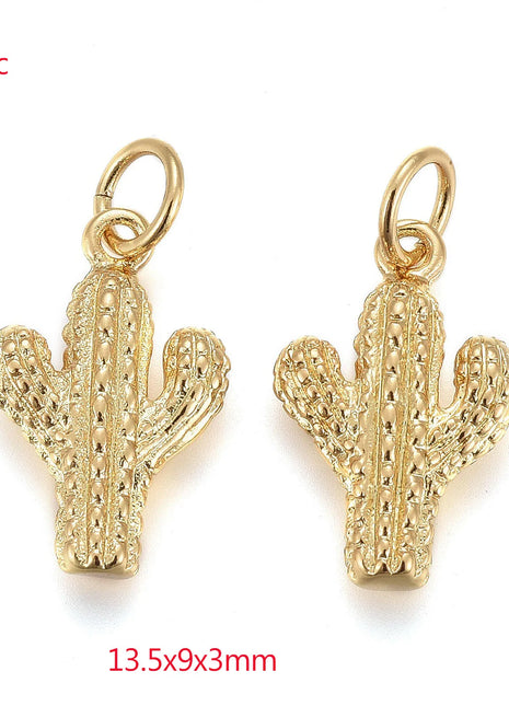 Cactus Pendants Plant Charms Real 18K Gold Plated - Riparo82