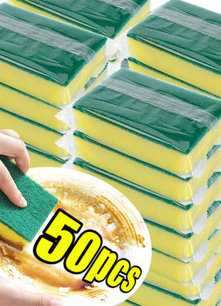100/1Pcs Kitchen Dishwashing Sponge Soft Absorbent Clean Rub Pot Rust Scouring Pad Removing Kits Household Cleaning Brush Sponge - Riparo82