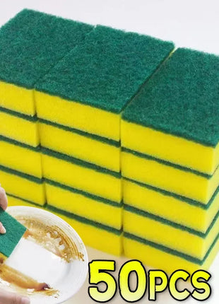 100/1Pcs Kitchen Dishwashing Sponge Soft Absorbent Clean Rub Pot Rust Scouring Pad Removing Kits Household Cleaning Brush Sponge - Riparo82