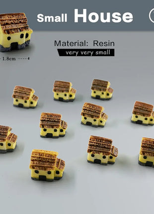 10Pcs Mini Small House Figurine Resin Craft Diy Home Decor Miniature Fairy Garden Decoration Accessories Modern Building Statue - Riparo82